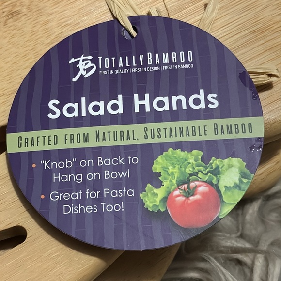 NWT Salad Hands-from Totally Bamboo-Natural Sustainable Bamboo Material - Picture 3 of 7